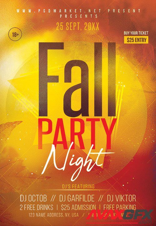 Fall party night - Premium flyer psd template