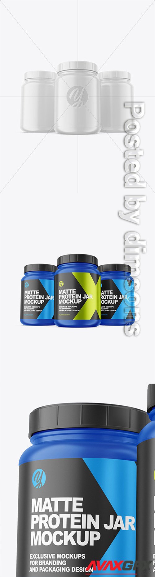 Three Matte Protein Jars Mockup 63083