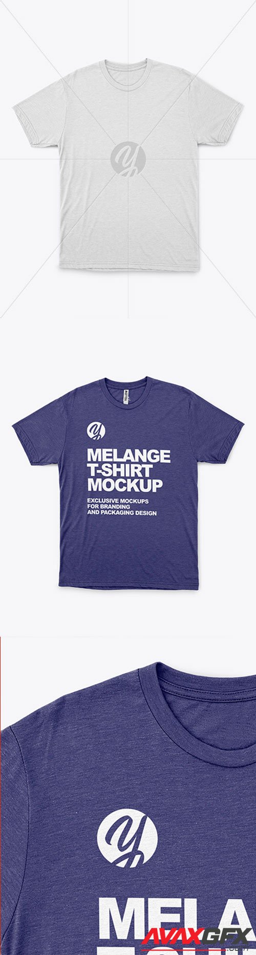 Melange T-Shirt with Round Neck Mockup 63021