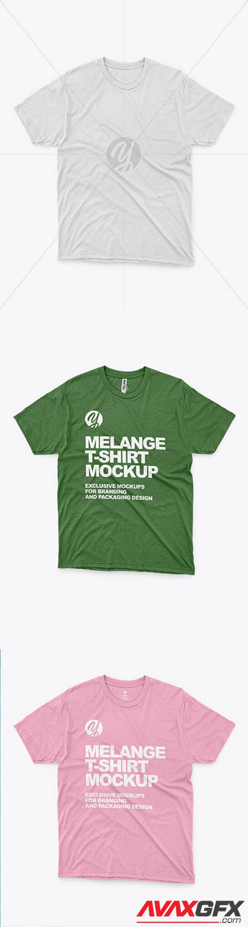 Melange T-Shirt with Round Neck Mockup 63729