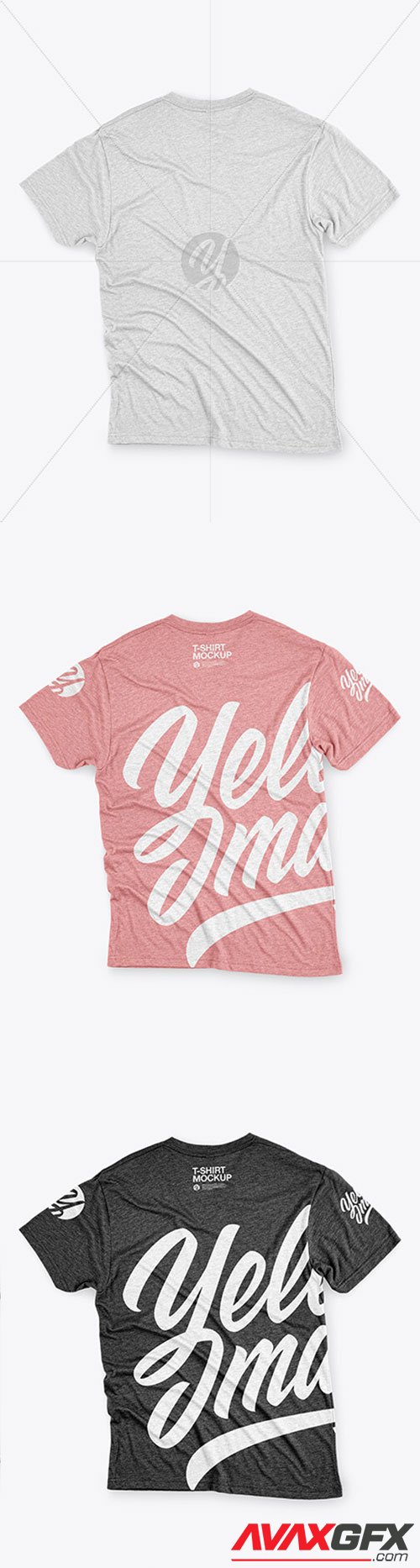 Melange T-Shirt with V-Neck Mockup 60973
