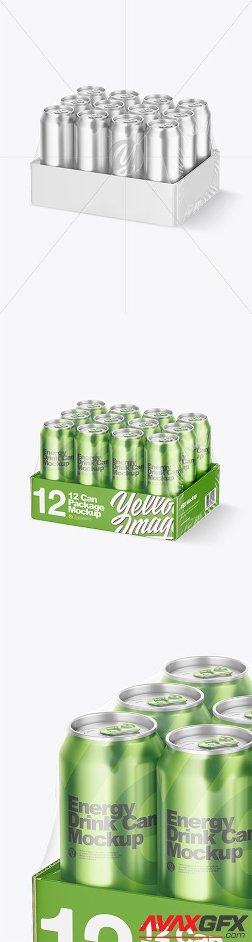 Transparent Pack with 12 Metallic Cans Mockup 63755
