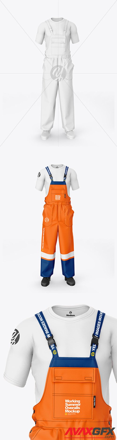 Working Summer Overalls Mockup – Front View 65539