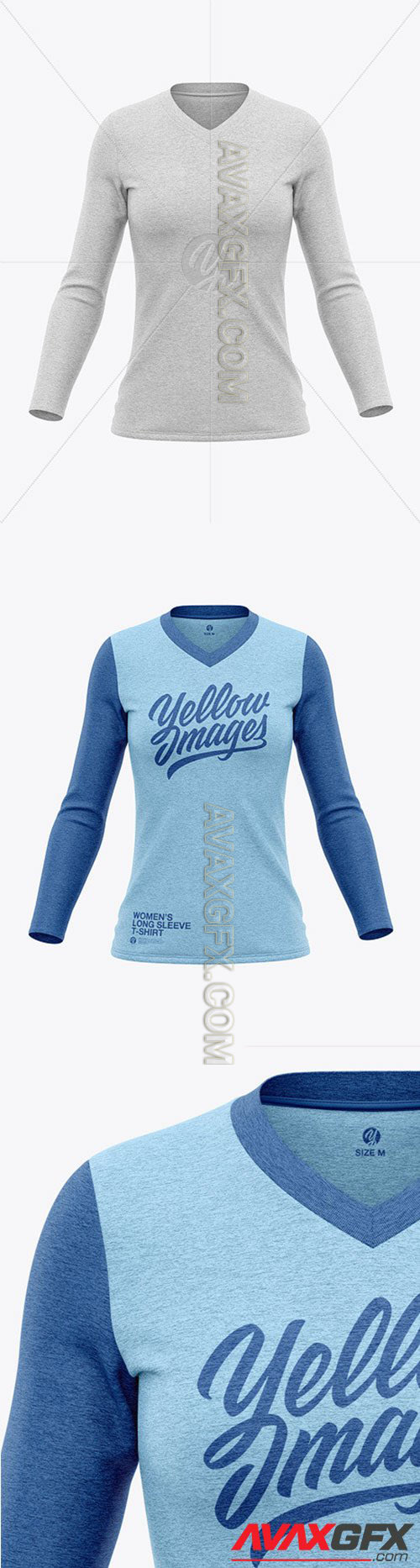 Women’s Heather Long Sleeve T-Shirt Mockup - Front View 65355