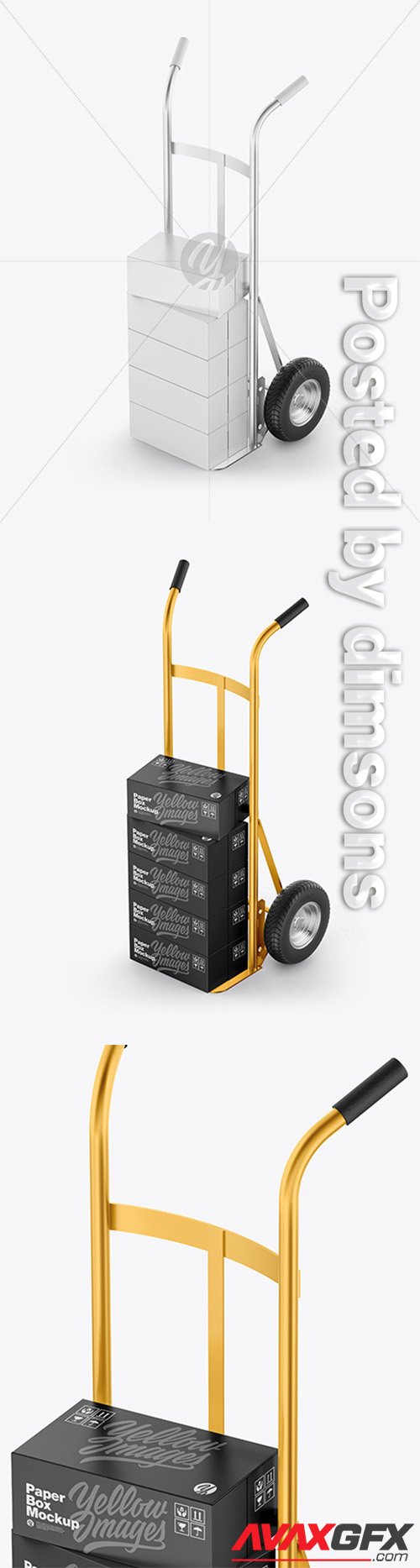 Metallic Hand Truck With Boxes Mockup 65029