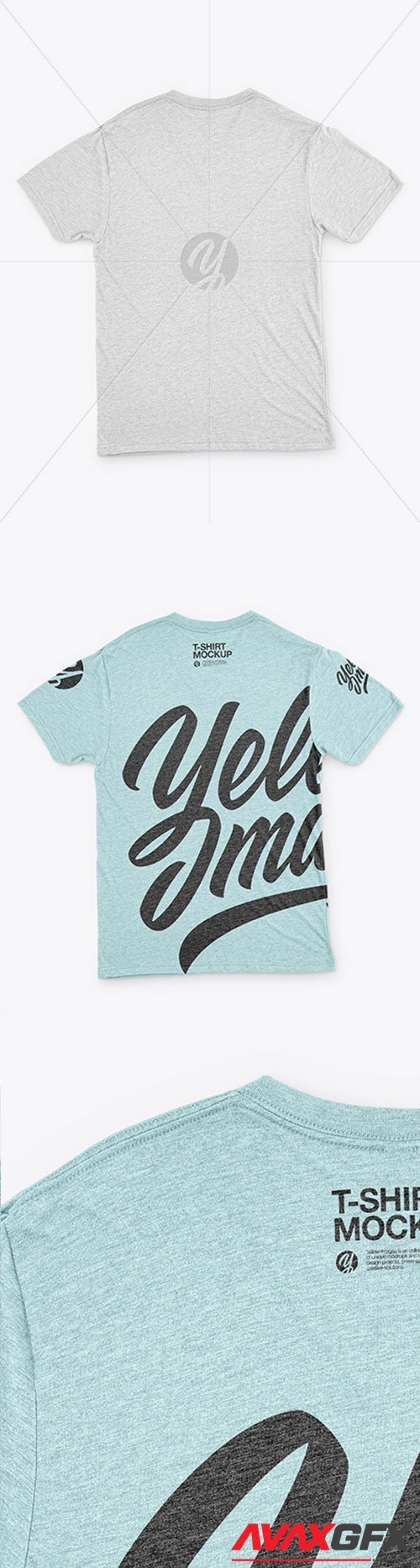 Melange T-Shirt with V-Neck Mockup 60949