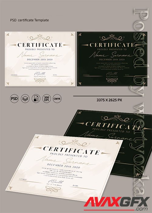 Certificate and Diploma template in psd