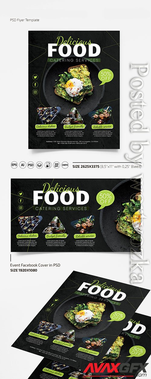 Catering services flyer in psd