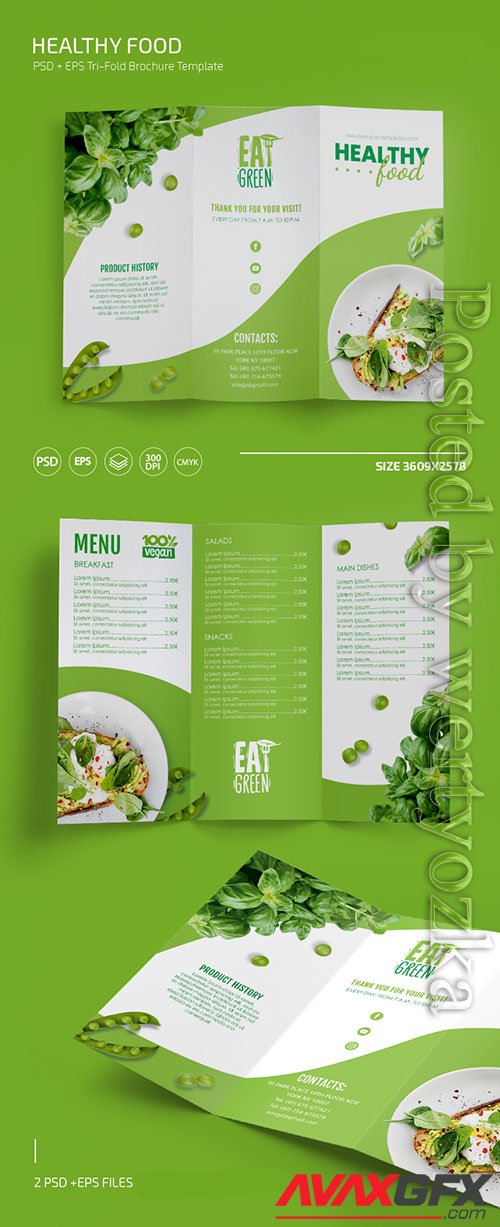 Healthy food menu templates in psd