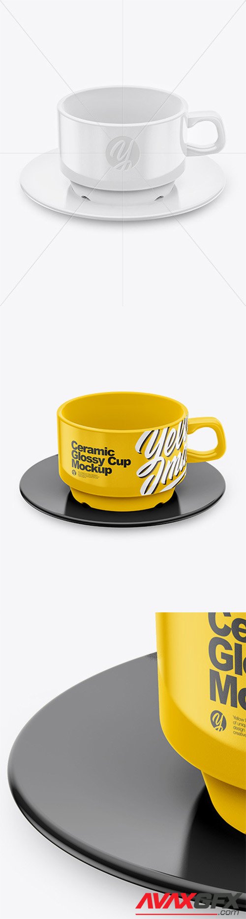 Glossy Cup & Saucer Mockup (High-Angle Shot) 65155