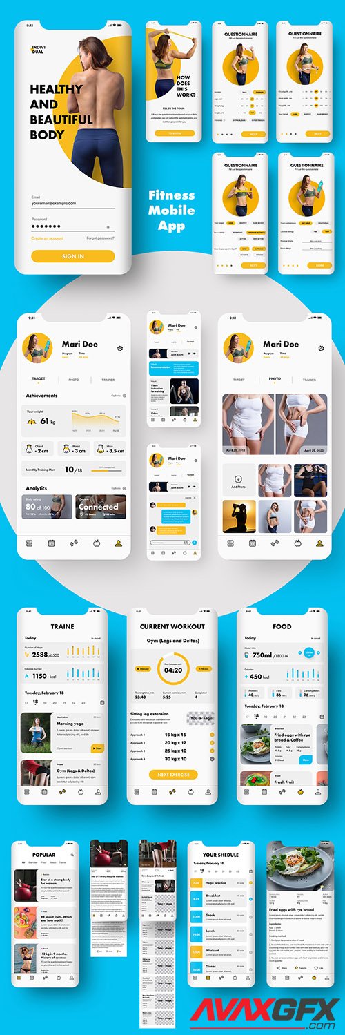 Ui Kit for Mobile Fitness App 328574706