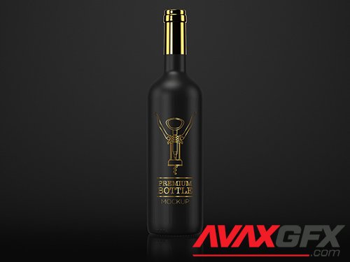 Premium Black Bottle Mockup on Black Background 328127585