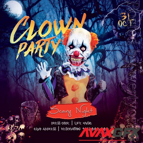 Clown Party Flyer PSD Template