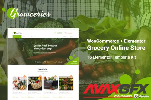 ThemeForest - Growceries v1.0 - Food & Grocery Store Elementor Template Kit - 28453232