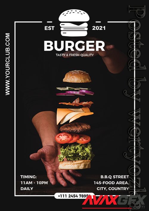 Burger Restaurant Poster Design Psd Template