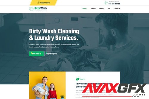 ThemeForest - DirtyWash v1.0 - Dry Cleaning & Laundry Service Elementor Template Kit - 28580604