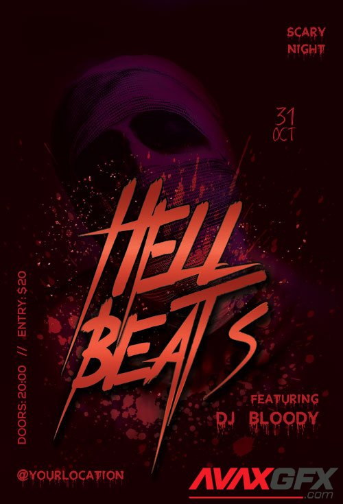 Hell Beats psd flyer template