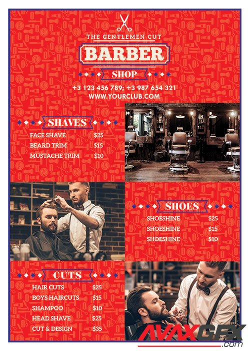 Barber shop flyer psd template