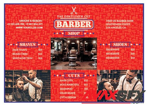 Barber shop flyer psd template vol2