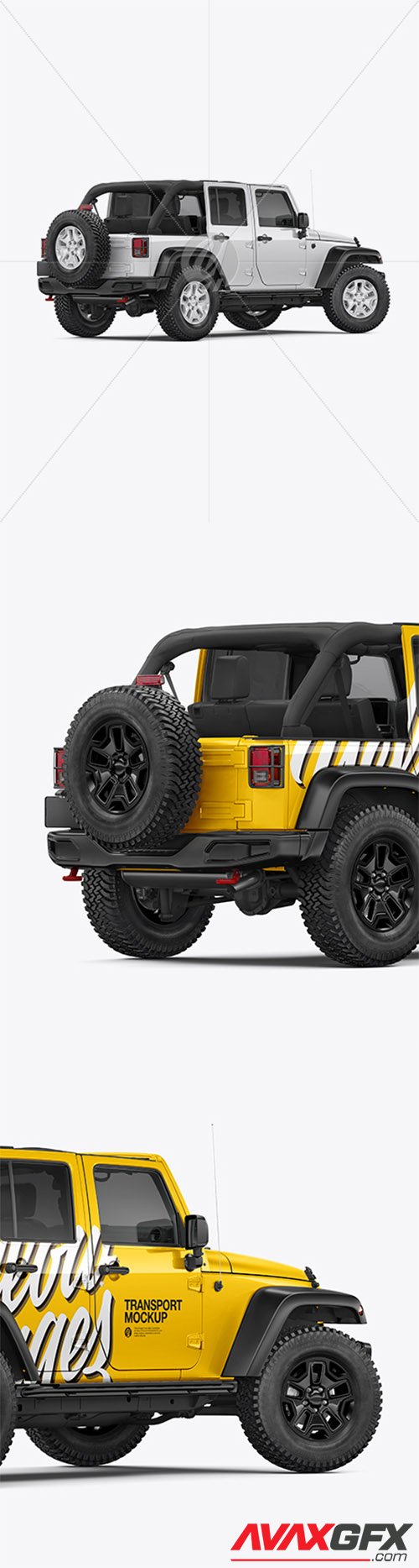 Off-Road SUV Open Roof Mockup - Back Half Side View 41105