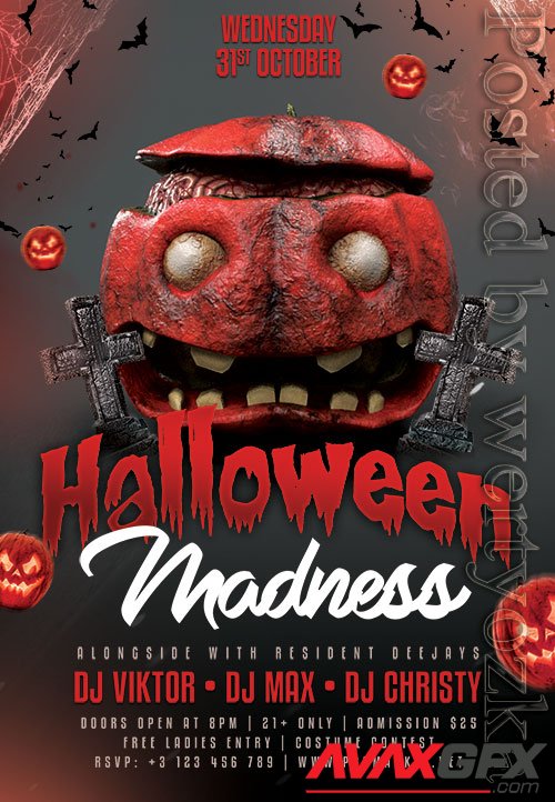 Halloween madness flyer psd