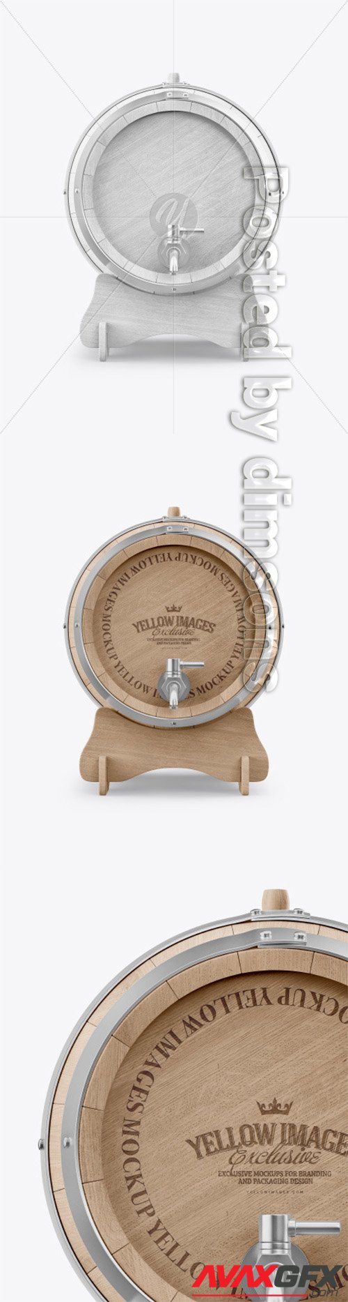 Wooden Barrel on Stand Mockup 63609