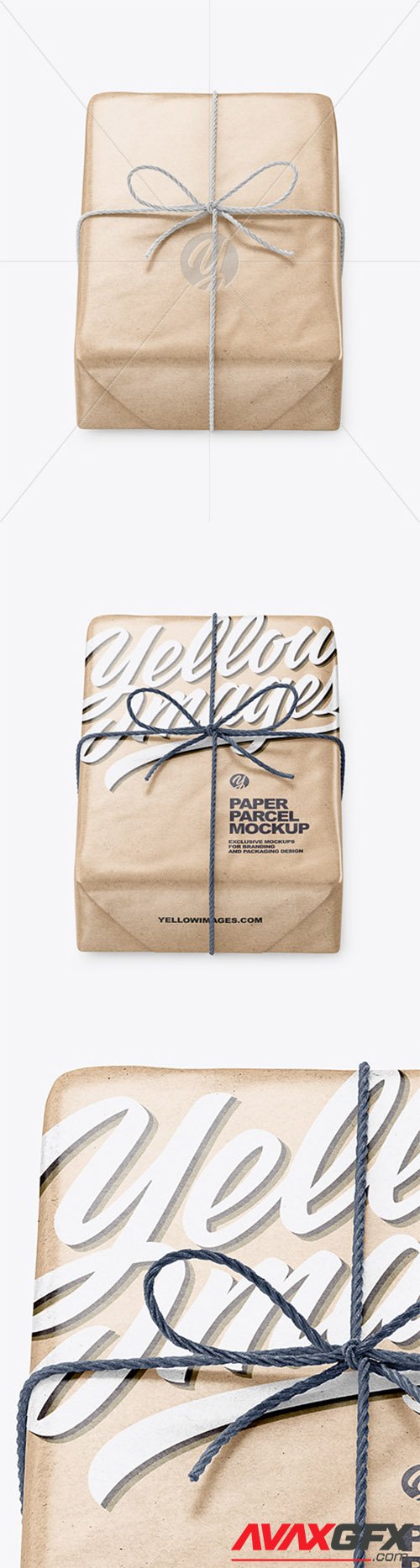 Kraft Paper Parcel With Row Bow Mockup 65625