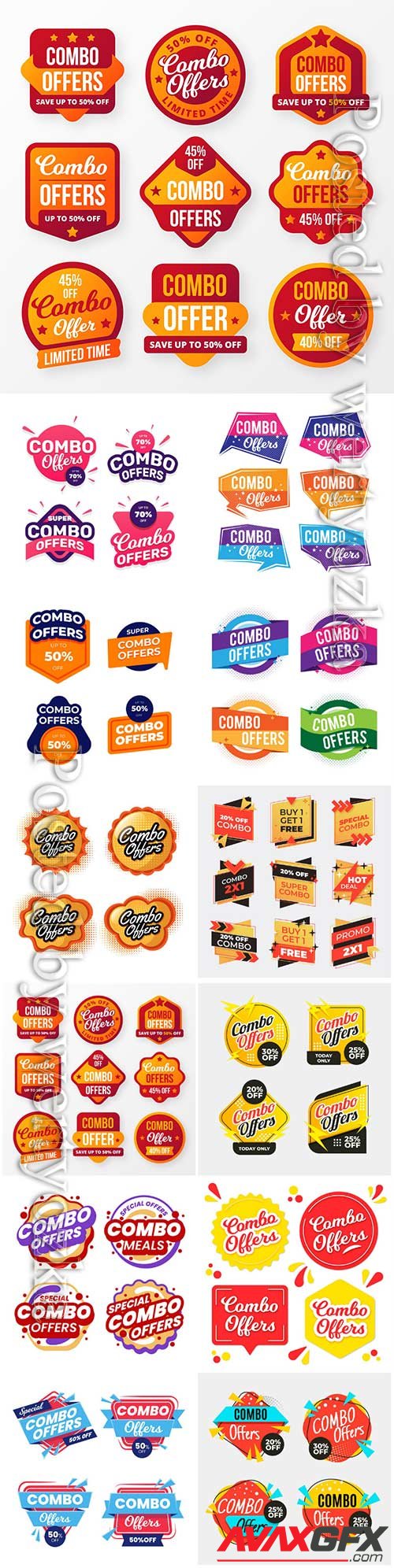 Combo offers labels vector collection