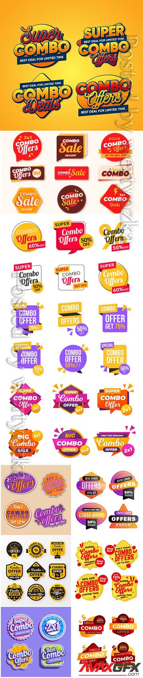 Combo offers labels vector collection vol 2