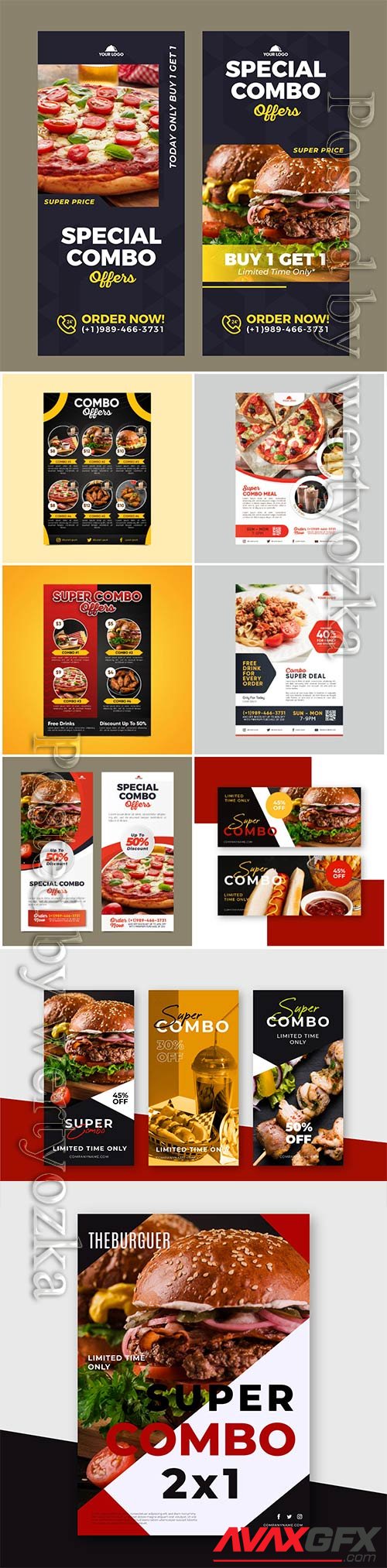 Combo meals discount poster template