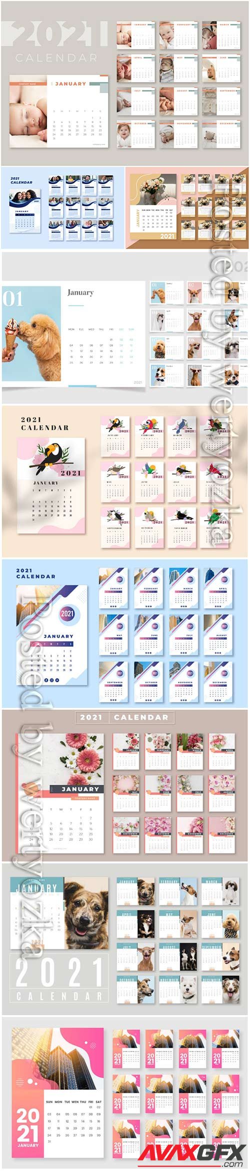 2021 calendar vector set templates vol 2