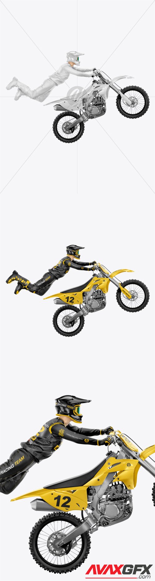 Flying Motocross Racer w/ Bike Mockup 66147