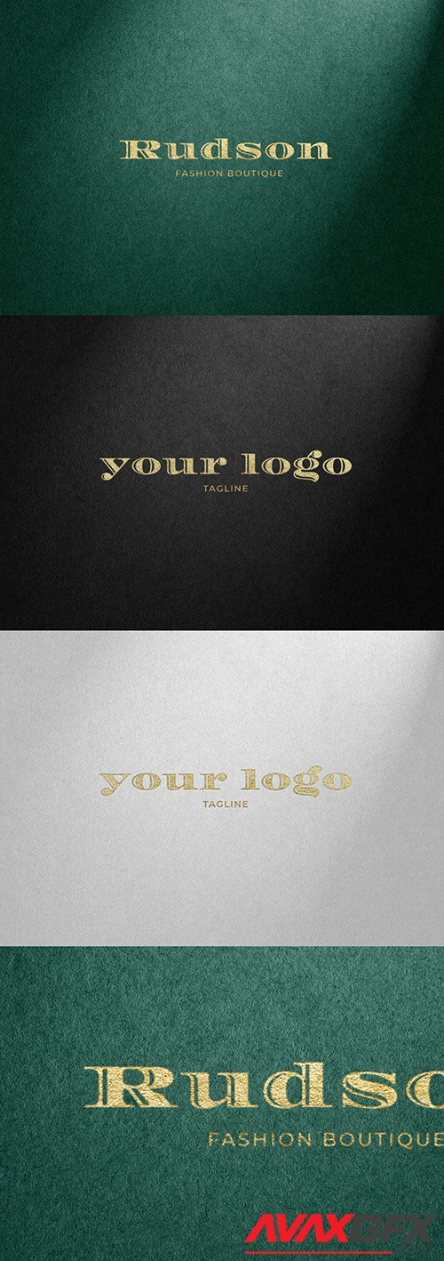 Gold Hot Foil and Fabric/Paper Texture Effect Mockup 329417460