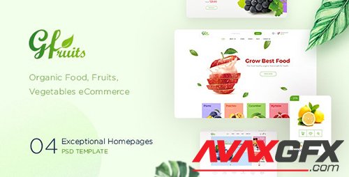 GFruits – Organic Food/Fruit/Vegetables eCommerce PSD Template 22783560