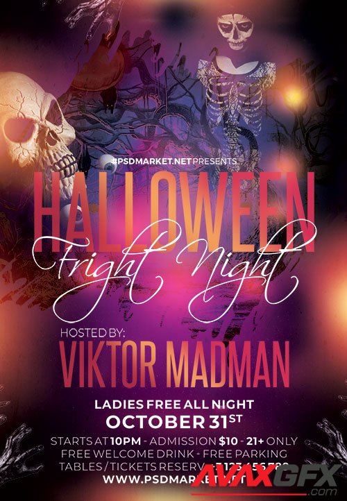 Halloween fright flyer psd