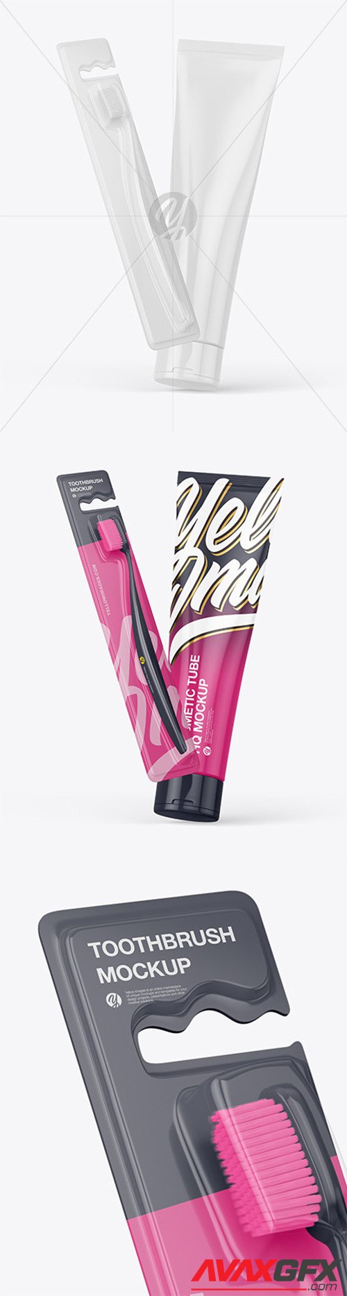 Toothbrush w/ Cosmetic Tube Mockup 66594