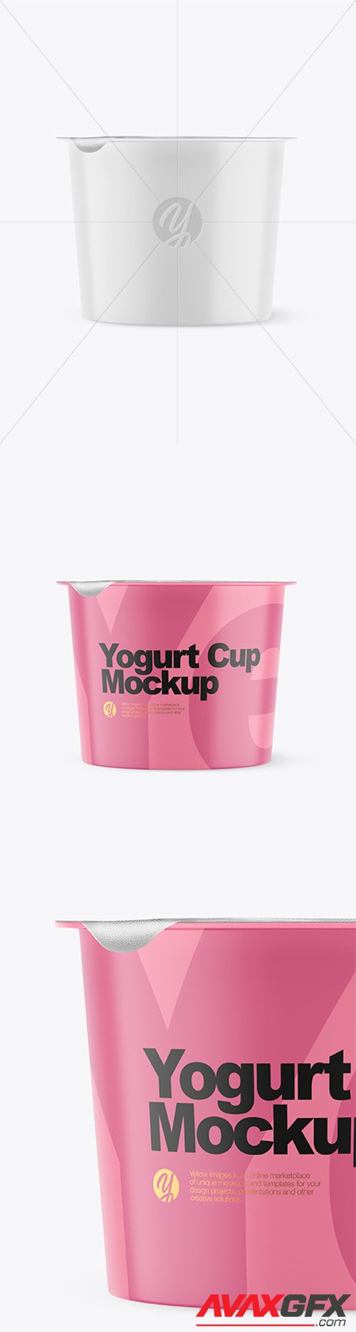 Matte Plastic Yogurt Cup With Foil Lid Mockup - Front View 66340