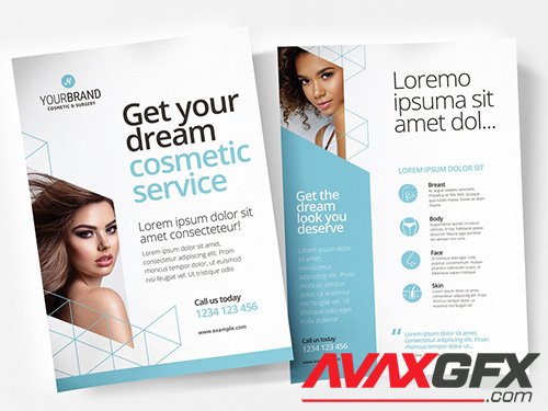 Pale Blue and White Flyer Layout with Cosmetic Procedure Illustrations 330835529