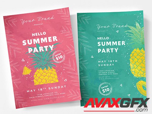 Flyer Layout with Pineapple Illustration 330835617
