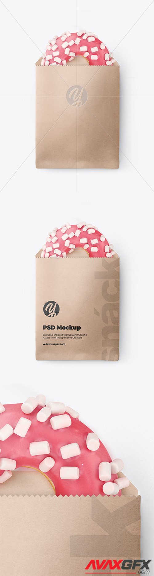 Paper Pack with Pink Glazed Donut Mockup 65070