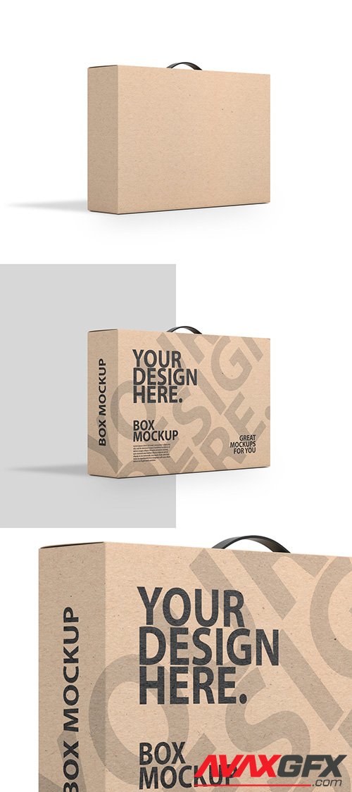 Carton Box with Black Handle Mockup 331758613