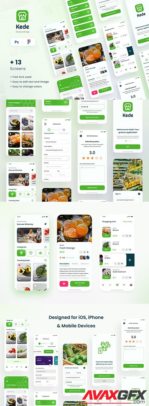 Kede - Grocery iOS App Design UI Template