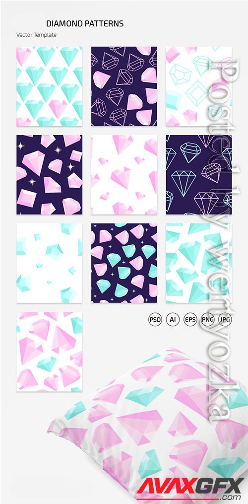 DIAMOND PATTERN SET IN EPS + PSD