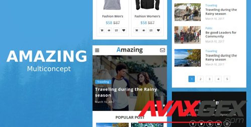 ThemeForest - Amazing v1.0 - Multiconcept News, Magazine, Blog and eCommerce Mobile Template - 19465055