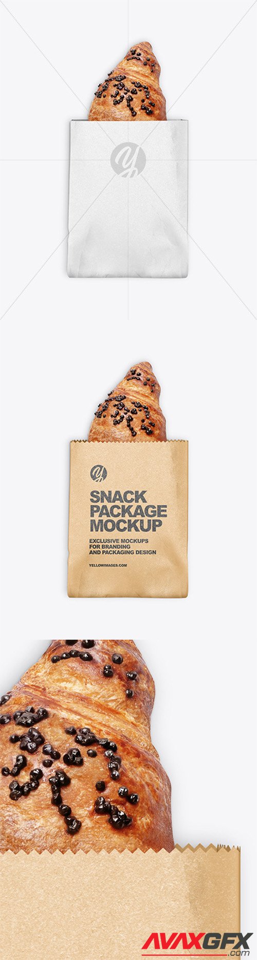 Kraft Package w/ Croissant Mockup 52651