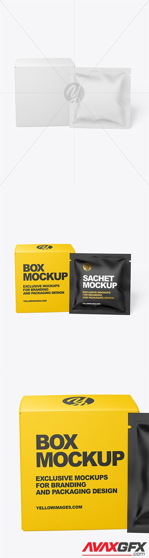 Paper Box with Matte Sachet Mockup 48630