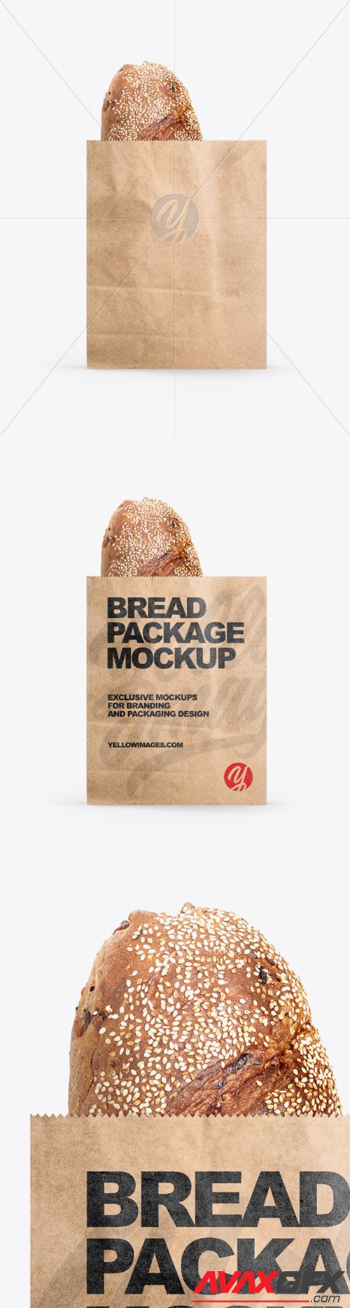 Kraft Bag With Bread Mockup 53115