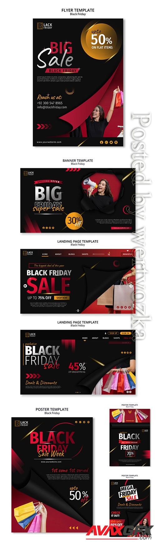 Black friday concept landing page template