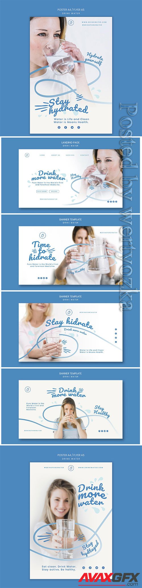 Drink water concept flyer template