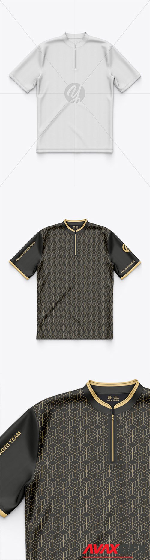 Stand Zip Collar Polo Shirt / Dart Shirt- Top View - Sublimated Polo Shirt 67772